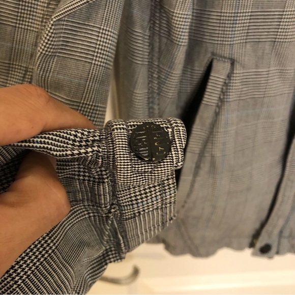 Diesel Vintage Cotton Zip Up Jacket varsity Micro plaid women w pockets Sz large - Picture 7 of 13